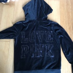 Love Pink Sequin Velvet Hoodie